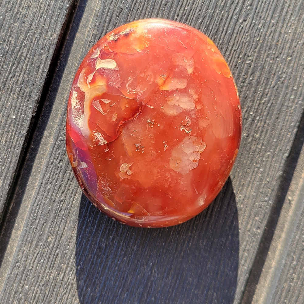 Polished Crystal Carnelian Palm Stone